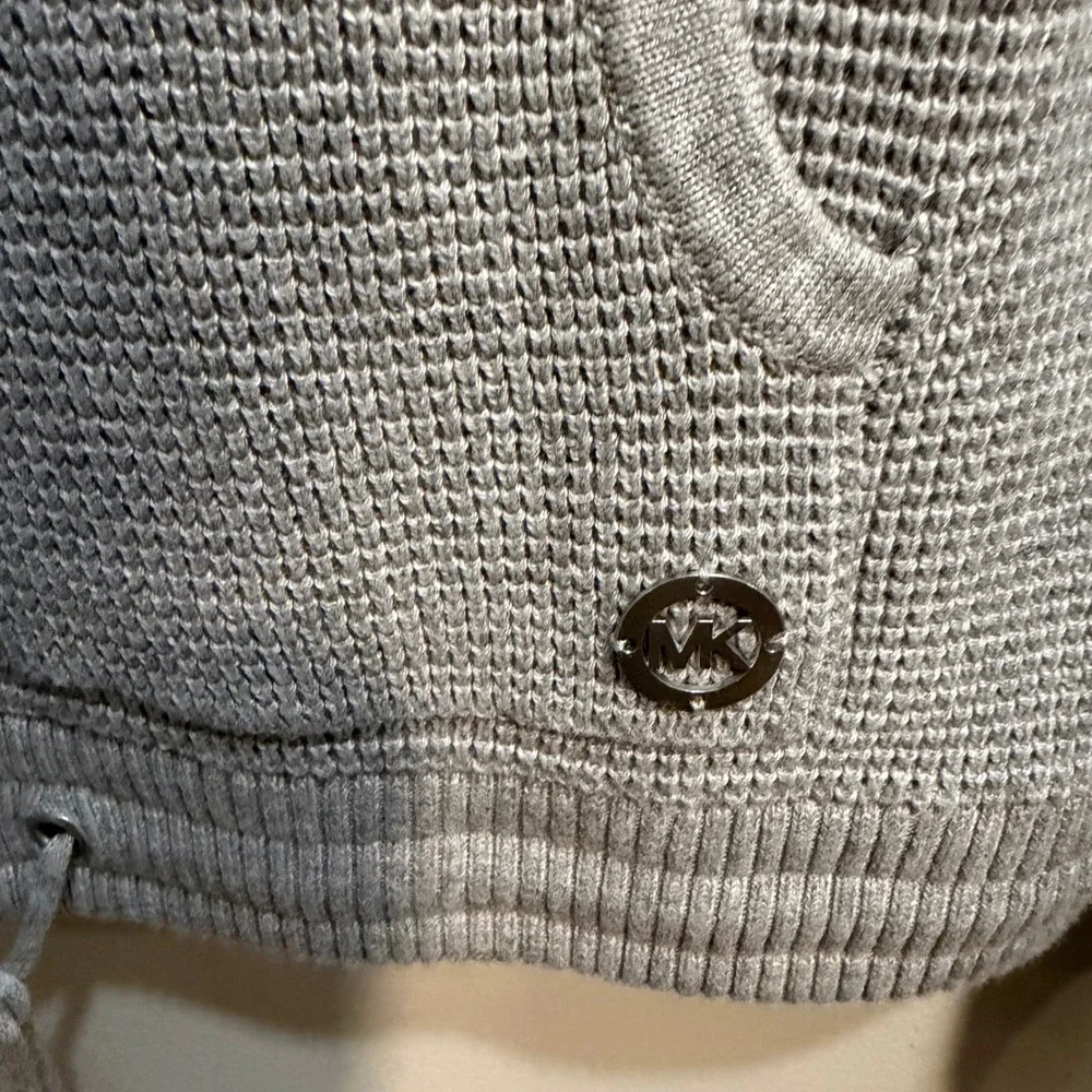 Michael‎ Kors Womens Gray Waffle Knit Mock Neck Kangaroo Pocket Sweater Size M